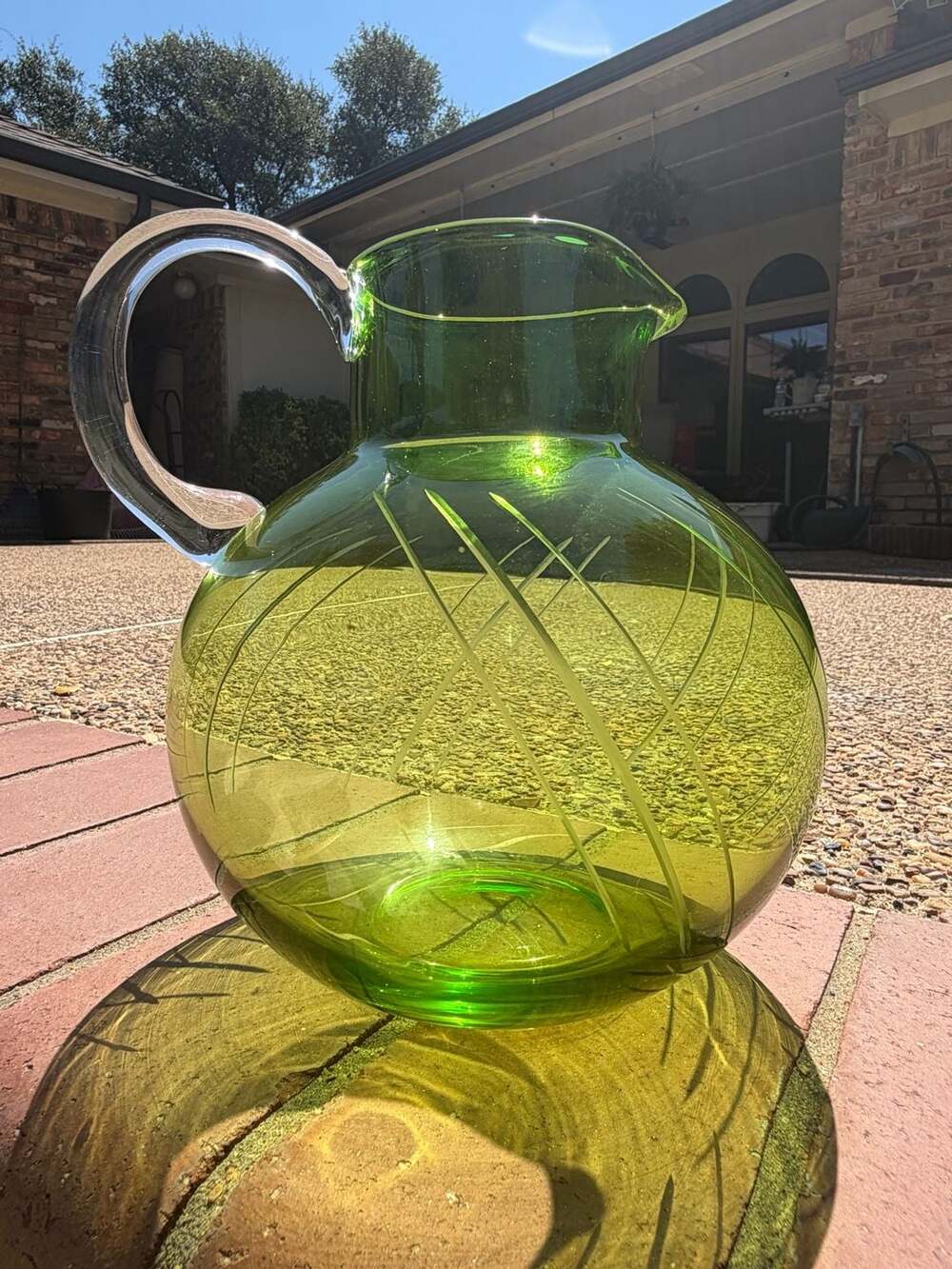 Vintage Blenko Glass Chartreuse Pitcher